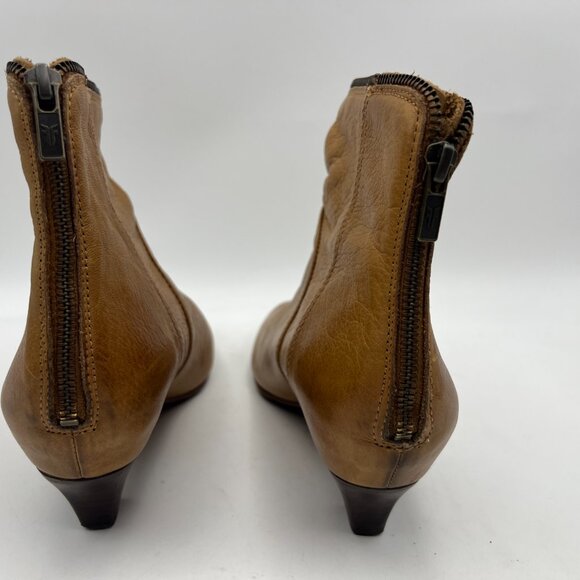Frye Steffi Zip Short Camel 3477467 Leather Bootie Size 9 - Picture 8 of 12